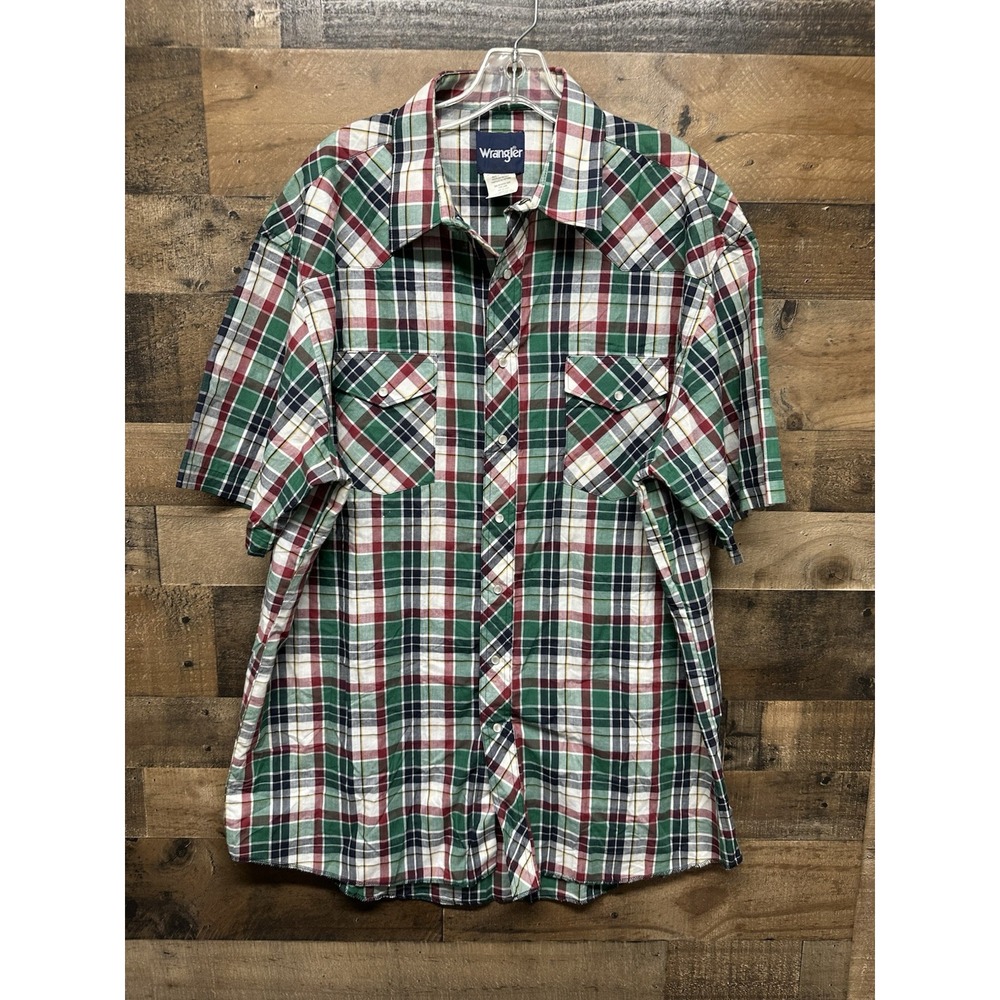 Wrangler Men's Short Sleeve Pearl Snap Size 17 1/2 Tall